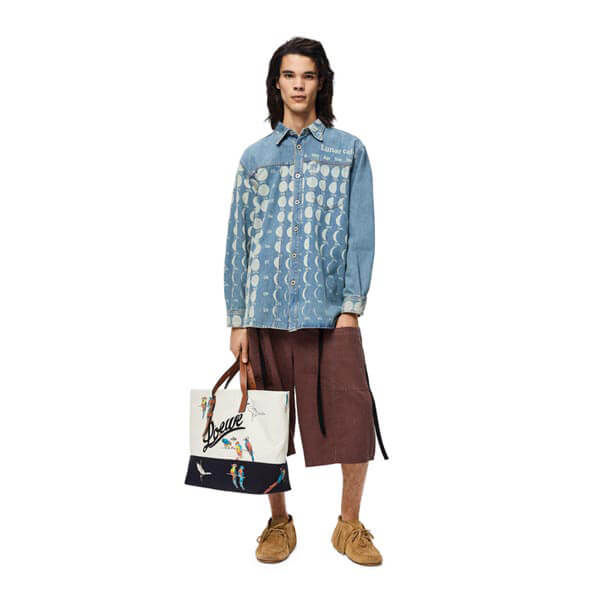 新作★ロエベ★ジップトート/パロット/プリントキャンバス 偽物カーフ B887J09X03